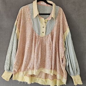 Oli and Hali Mineral Sound & Dance Shirt Women's Oversized Boho L / XL Button Up